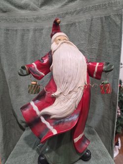 Floral 21" Vintage St. Nick Santa Clause Holiday Figure Statue
