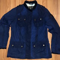 Barbour International Womens Oakwood Jacket Motorcycle Wax Blue Size UK 12 US 8