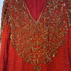 Red and Gold Sequin dress