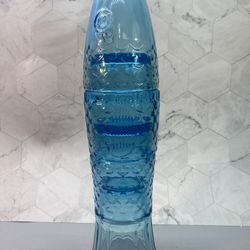 Set of  Very Cool Stackable Aqua/light blue Glass cups Koi Fish Design Drinking Glass Tumbler Beverage Cups Juice, Water, Wine Cups Nautical Glassw