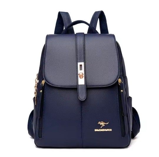 2025 Trend Women's Leather Backpack In Black Or Blue