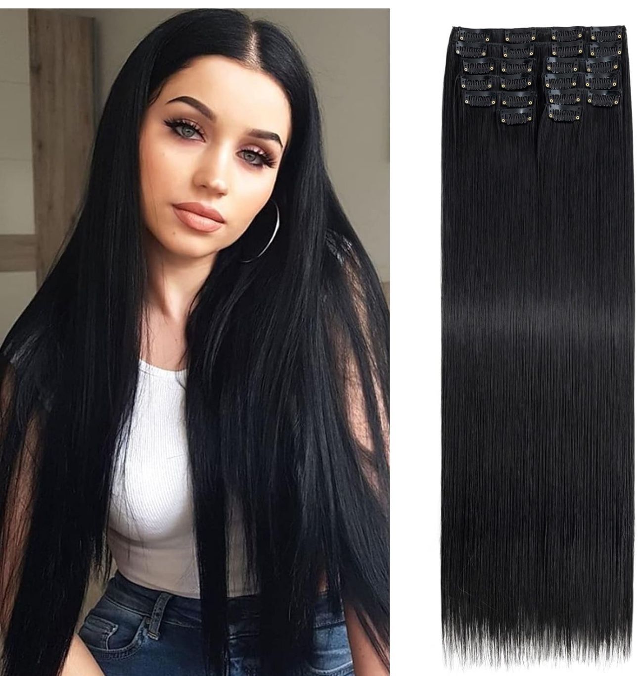 Synthetic Hair Clips Ins