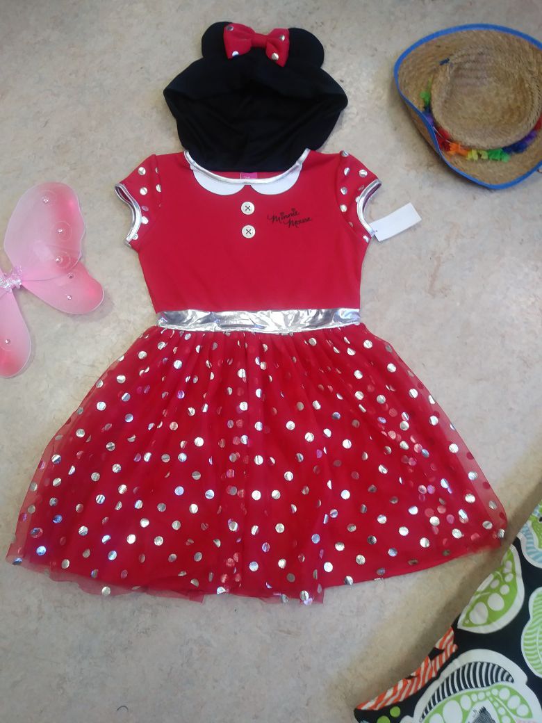 Disney Minnie Mouse Tulle Dress with Hoodie Ears and Bow size Large 10/12