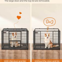   Feandrea Heavy-Duty Dog Crate, XL for Medium and Large Dogs, 42.1 x 27.6 x 29.5 Inches