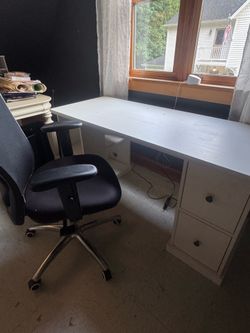 Wood desk and chair
