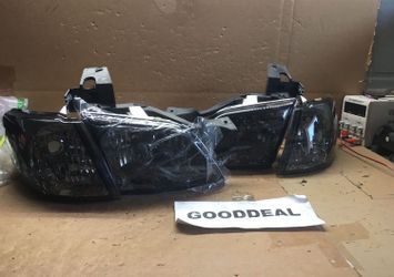 #112 Fit 97-05 Chevy Venture Smoked Housing Clear Corner Oldsmobile Silhouette 4PCS Headlight 