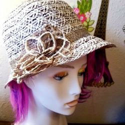 New Two Tone Brown Boho Straw Hat