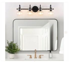 28.5 in. 4-Light Black Bathroom Vanity Light with Clear Glass Shades - New