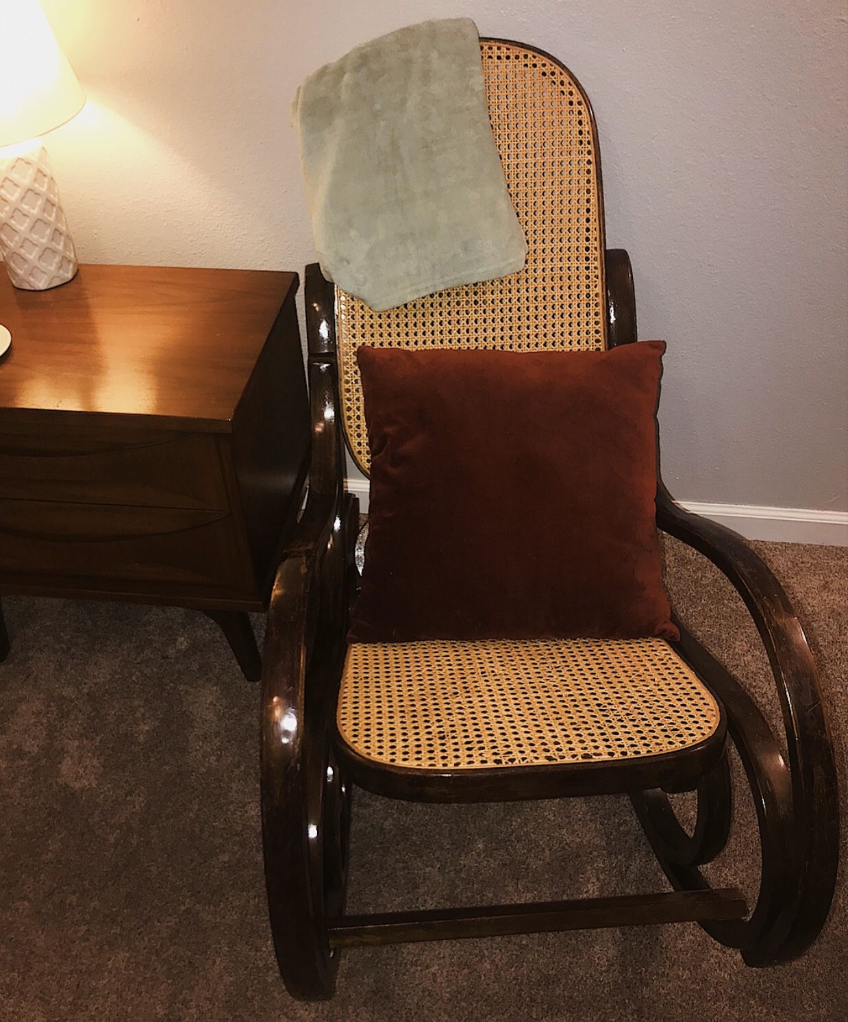 Vintage Bentwood Cane Rocking Chair