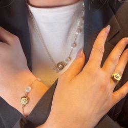 Pearl & Brass Jewelry Set