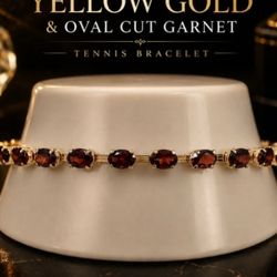 10K Yellow Gold Oval-Cut Garnet Bracelet