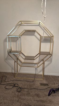 Gold Metal Geometric Display Shelf