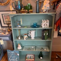 Refurbished Vintage solid wood highland blue bookshelf