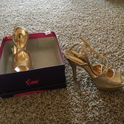 Gold Evening High Heel Sandals - New