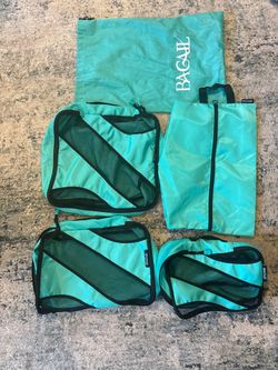 BAGAIL 5-Piece Travel Packing Cube Set with Shoe Bag & Laundry Sack – Turquoise / Teal