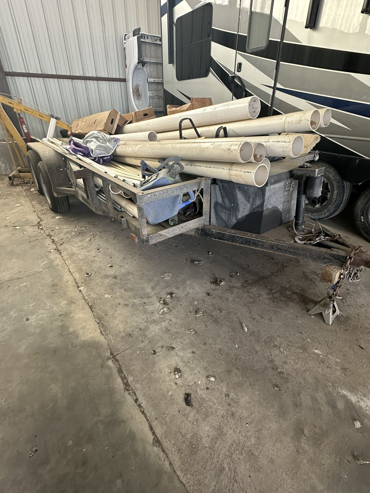 16’ Flatbed Trailer With Ramps, I Have Another Electric Trailer Jack I Send With It…. We Have A Special Reciever Hitch For This Trailer….. 
