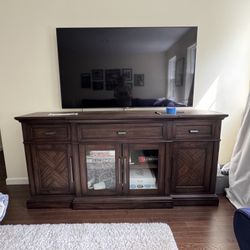 Walnut Television And Media Storage Cabinet