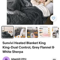 King size heating blanket dual control. NEW 