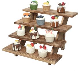 4-Tier Rustic Wooden Display Stand