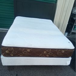 FULL BED FRAME WITH BOX SPRING AND MATTRESS 