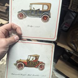 Vintage Car plaques/pot holders