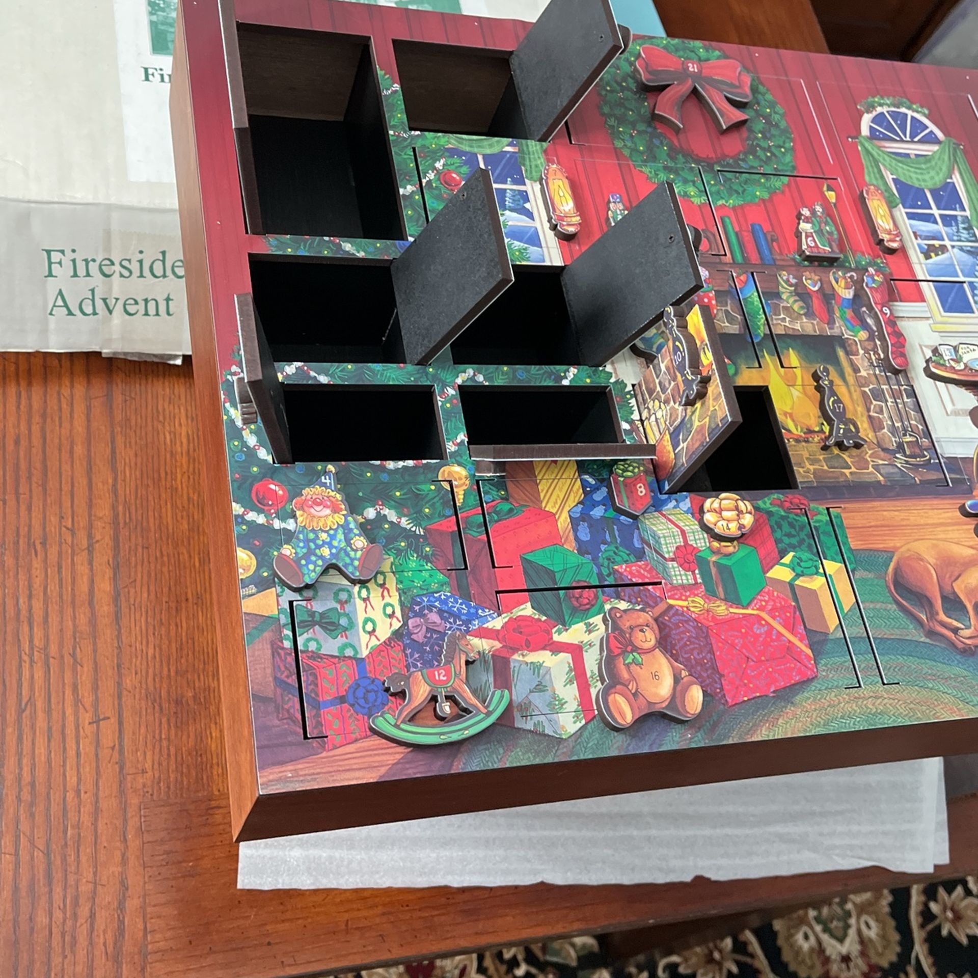 Fireside Wood Advent Calendar Box Traditions Like New