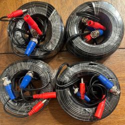  4-Pack 60ft Universal BNC Power & Video Cables – Compatible with Swann, Lorex, Night Owl, Samsung, Hikvision, Sony, and More! Reliable, High-Quality 