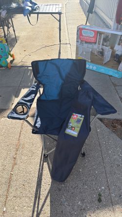 Ozark Trail Folding Camping Chair with Cup Holder & Carry Bag – Blue – Portable Outdoor Chair