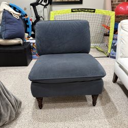 Blue Pillowtop Armless Chair