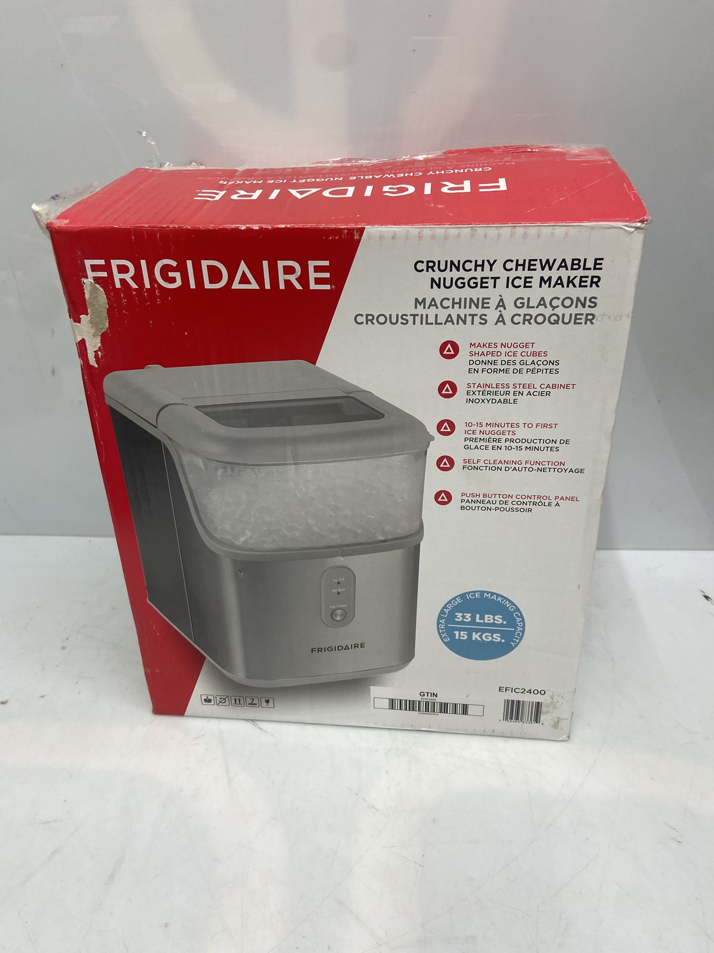 Frigidaire Stainless Steel Nugget Ice Maker, 33 lbs Capacity