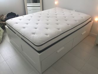 Nearly Brand New Full Size Mattress and Bed Frame with Storage