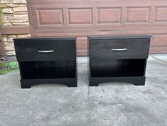 Black 1-drawer nightstand (set of 2)