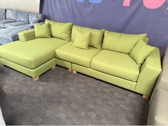Lime green reversible chaise comfy sectional