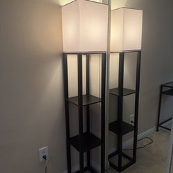 Black wood floor lamp