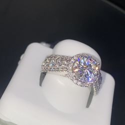 Size 6 White Gold Moissanite Ring with Bold Centerstone and Tapered Design