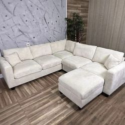White Ribbed Couch 