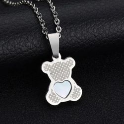 Cartoon Animal Necklace Bears Giraffe Butterfly Shell Gold Color Stainless Steel