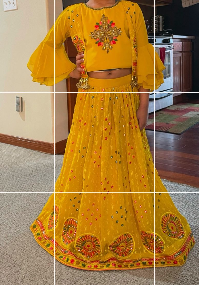3 Piece Set -Lahenga For 5 To 7 Yrs Old