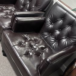 2 Leather Tufted Executive Chairs