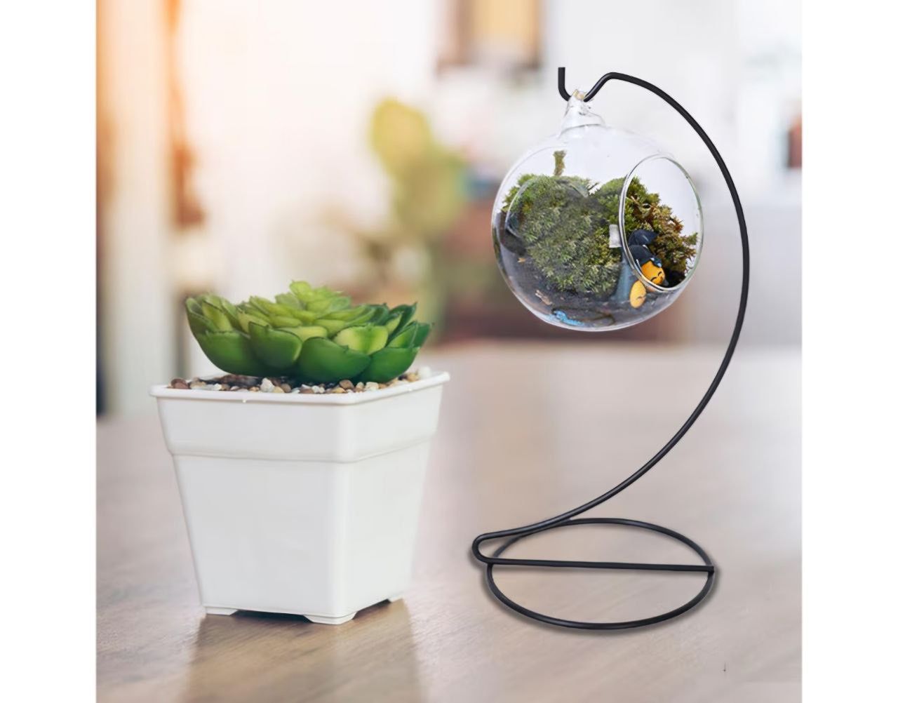 Frogued Modern Minimalist Stand Style Decor Ornament Holder for Glass Balls Spiral Design Iron Hanging Rack Air Plant Terrarium Wedding Home Office Ga