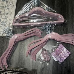 Joy Mangano Non Slip Hangers Denim Blue and Pink Blush - 88