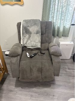 Gray Power Recliner with Heat & Massage