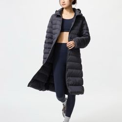 UNI QLO Ultra Light Down Long Coat Jacket Purple XS