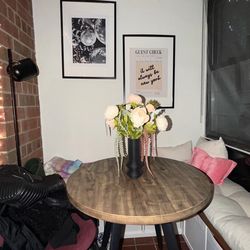 brown wood dining table