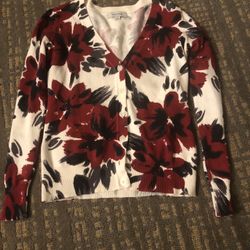 Red Maroon Floral Cardigan