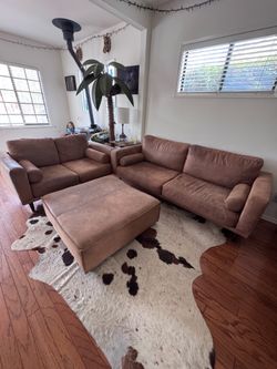 Mid Century Couch Loveseat & Ottoman