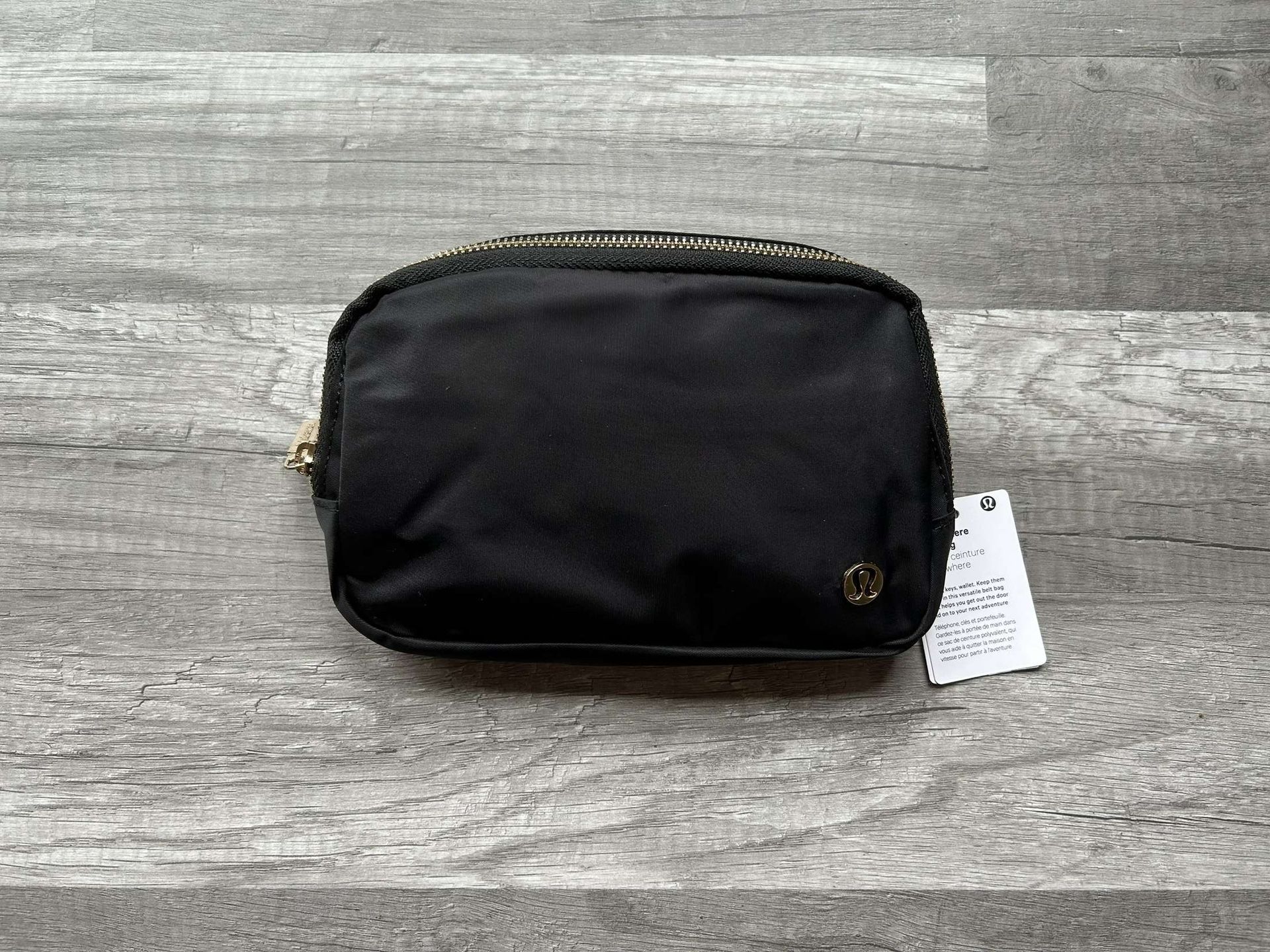 Lululemon Everywhere Belt Bag Black and Gold Hardware New With Tags 1L
