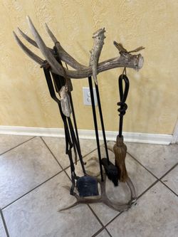 Fireplace Tool Set Antler Deer Chimney Tools 