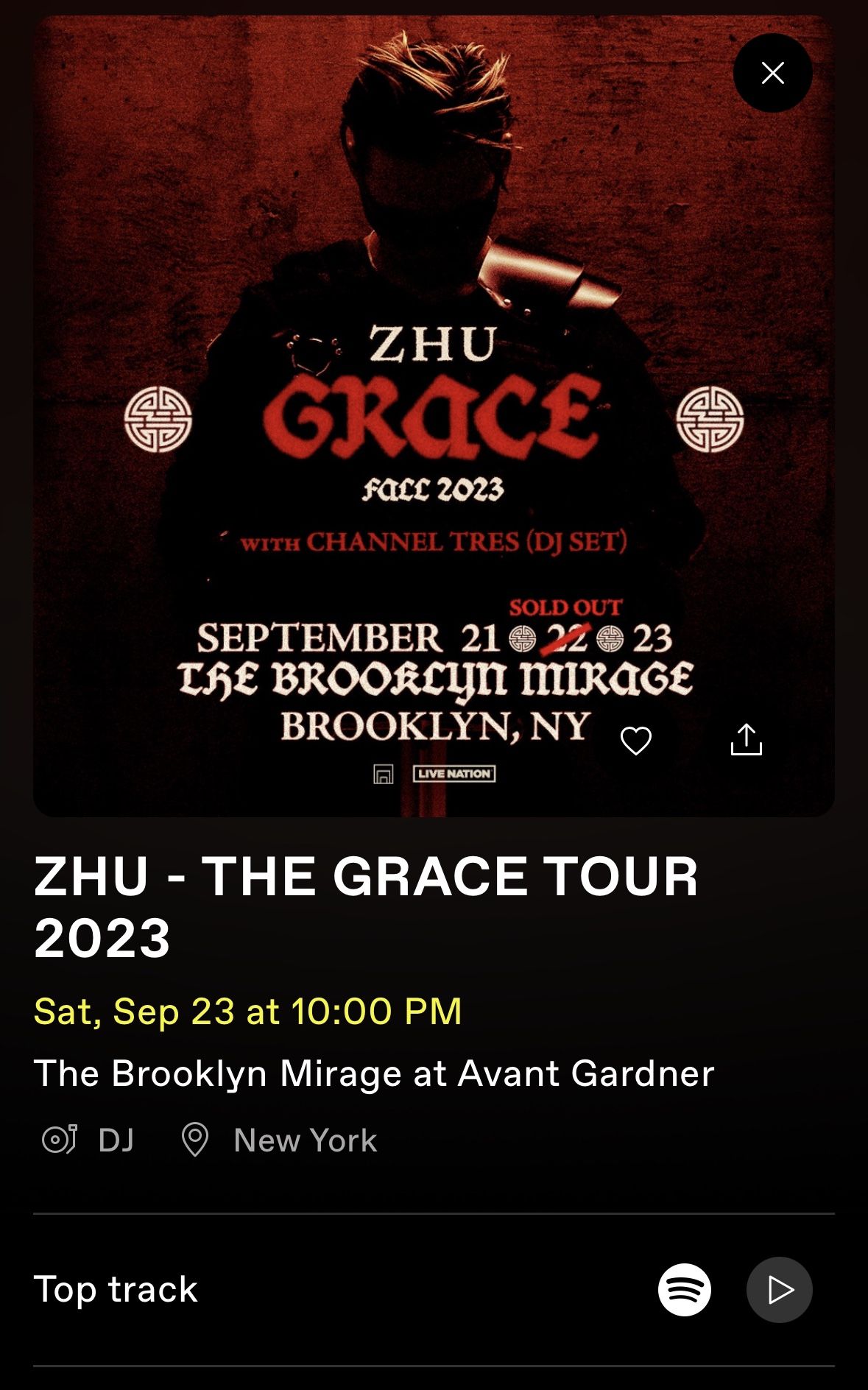 (2) Tickets To Zhu Brooklyn Mirage 9/23