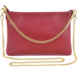 Brandnew Italian Genuine Leather Handbag for Women Clutch Evening Bag Gold Chain Strap Shoulder Bag
